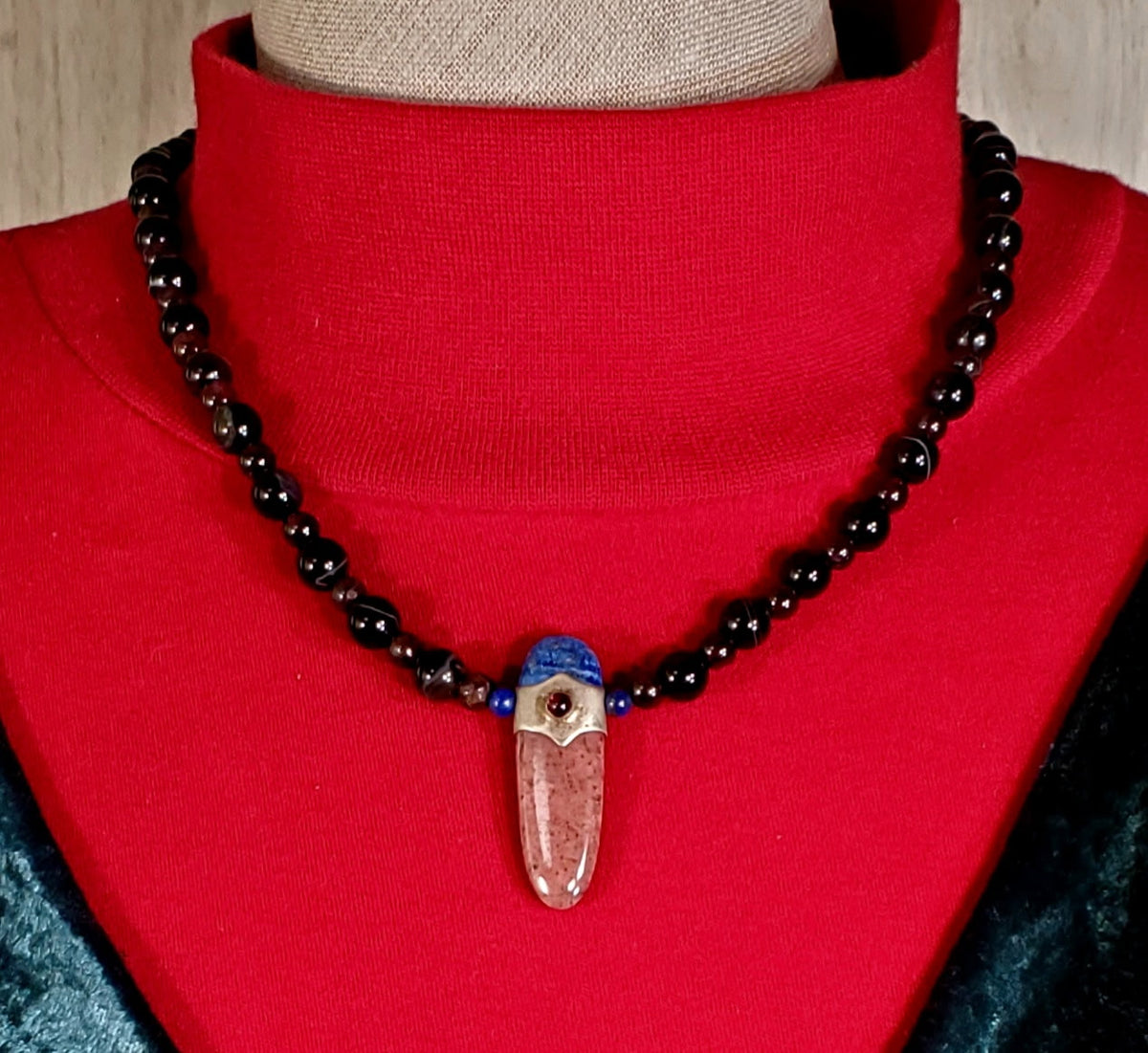 Rhodolite Lapis Garnet Pendant