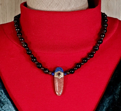 Rhodolite Lapis Garnet Pendant