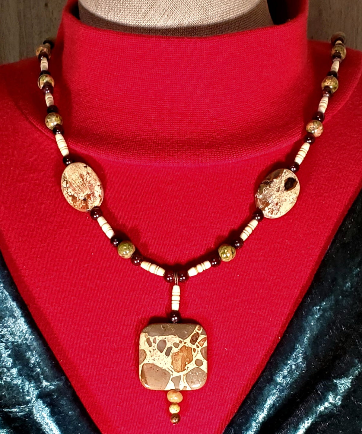 Safari Jasper Drop Bead: Garnet, Unakite, Cappuccino, Jasper & Bone