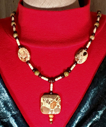 Safari Jasper Drop Bead: Garnet, Unakite, Cappuccino, Jasper & Bone