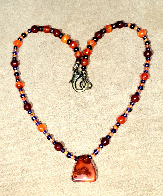 Indus Valley Carnelian Pendant: Amethyst, Garnet & Carnelian
