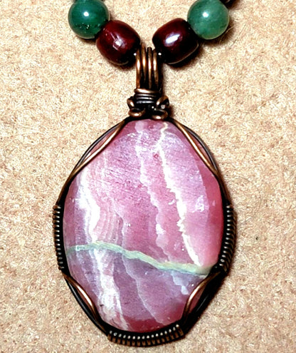 Rhodochrosite Cabochon: Adventurine, Unikite & Bone