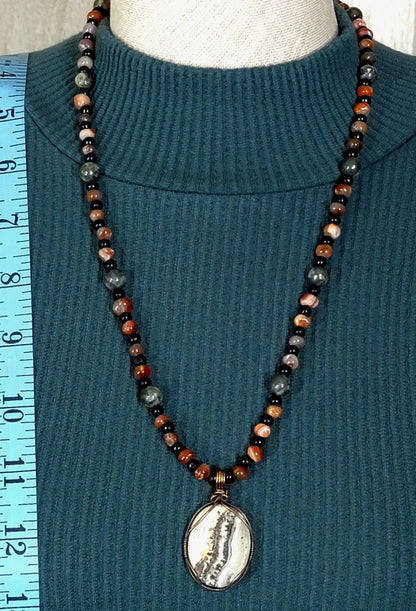 Silver Lacy Onyx:  Carnelian Pyrite & Agate