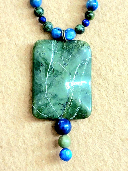 Jade Ribbon Drop Bead: Kyanite, Jade & Lapis