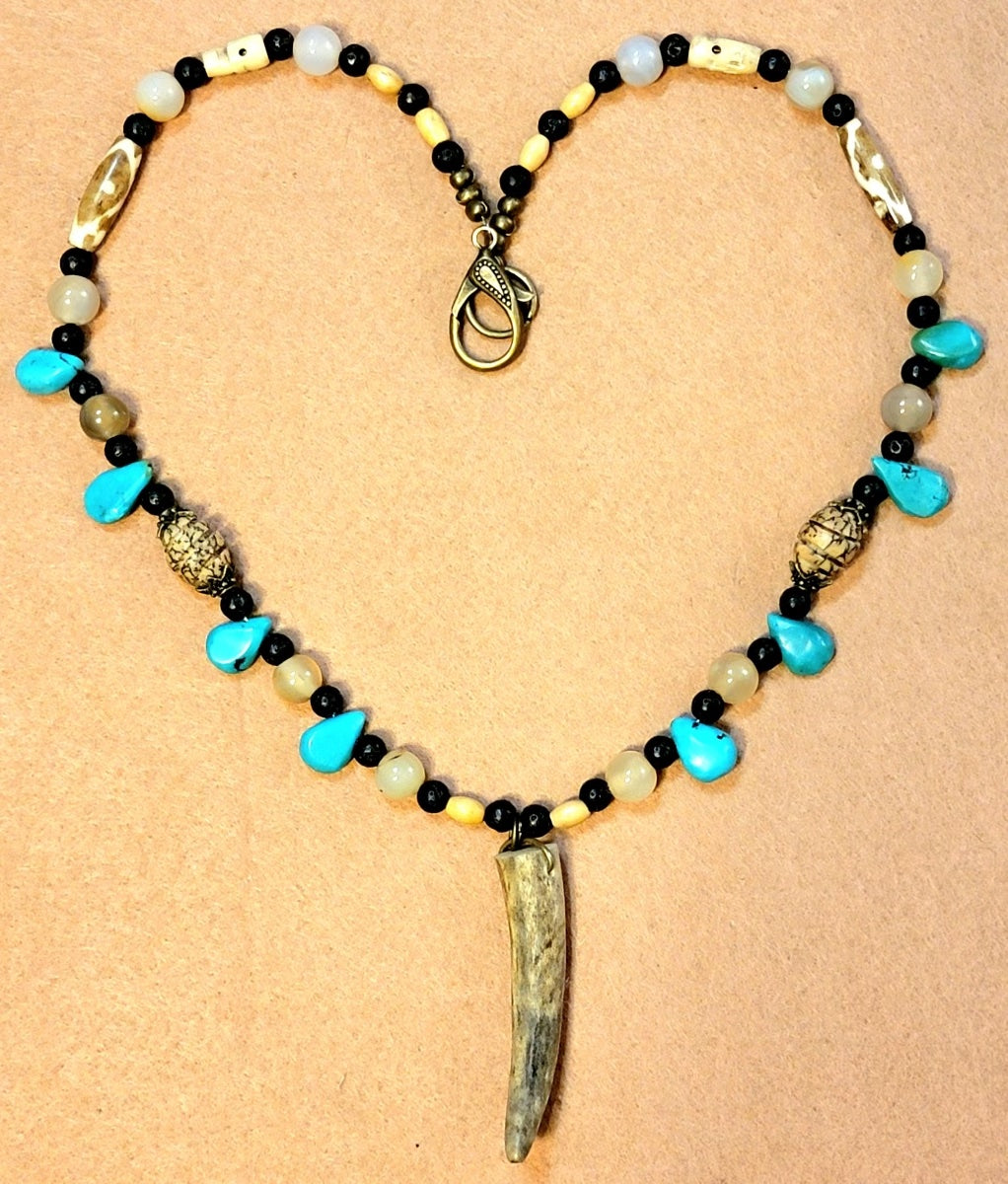 Antler Point:  Turquoise, Agate, Lava & Bone