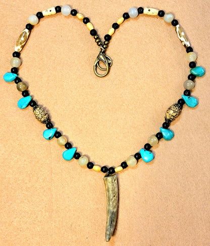 Antler Point:  Turquoise, Agate, Lava & Bone