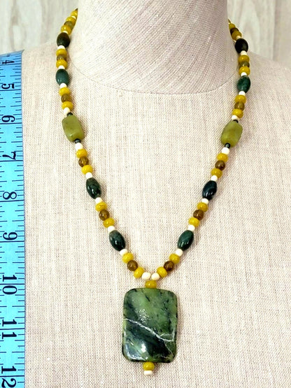 Jade Ribbon Drop Bead: Green Garnet, Olive Opal, Green Jasper & Bone