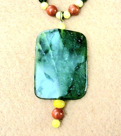 Jade Ribbon Drop Bead:                   Cappuccino Jasper, Red Jasper & Yellow Turquoise.