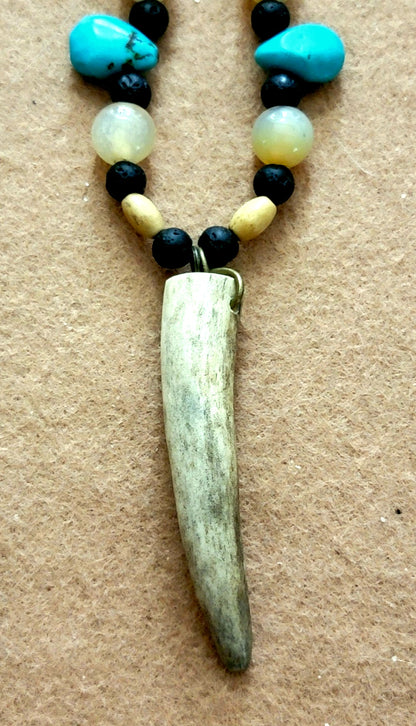 Antler Point:  Turquoise, Agate, Lava & Bone