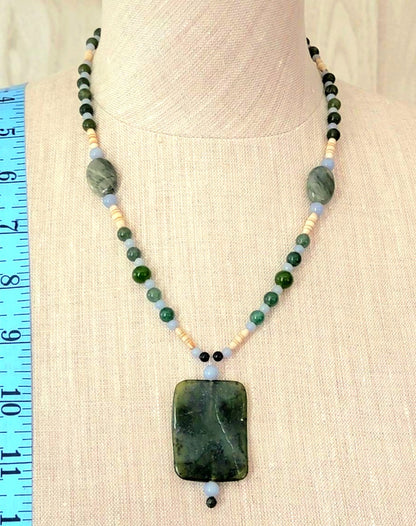 Jade Ribbon Drop Bead: Angelite, Adventurine & Bone