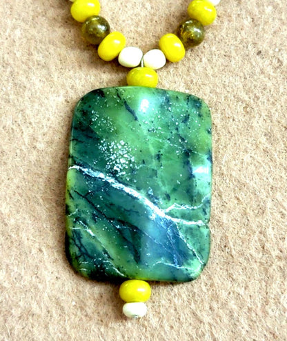 Jade Ribbon Drop Bead: Green Garnet, Olive Opal, Green Jasper & Bone