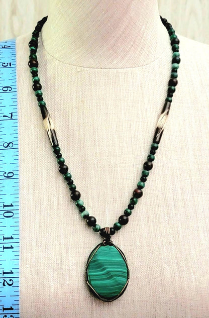 Malachite Cabochon: Malachite, Blood Stone & Bone