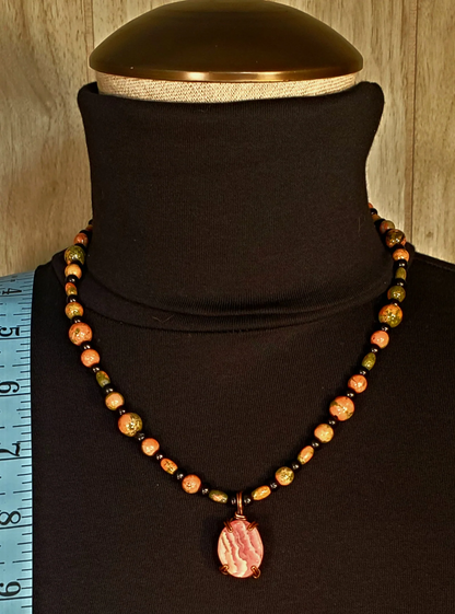 Rhodochrosite Cabochon: Unikite & Rhodonite