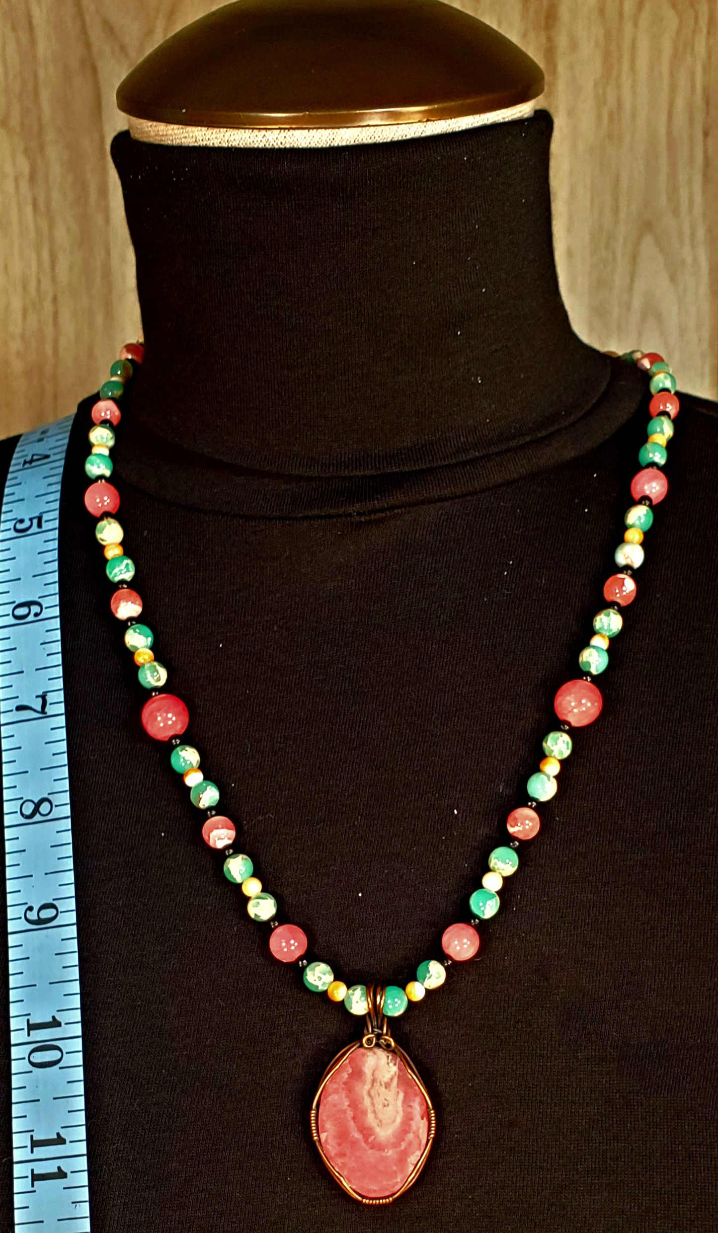 Rhodochrosite Cabochon:  Rose Quarts, Oyster Shell, Opal & Bone