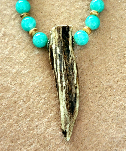 Antler Point:  Chrysoprase, Green Agate & Opal