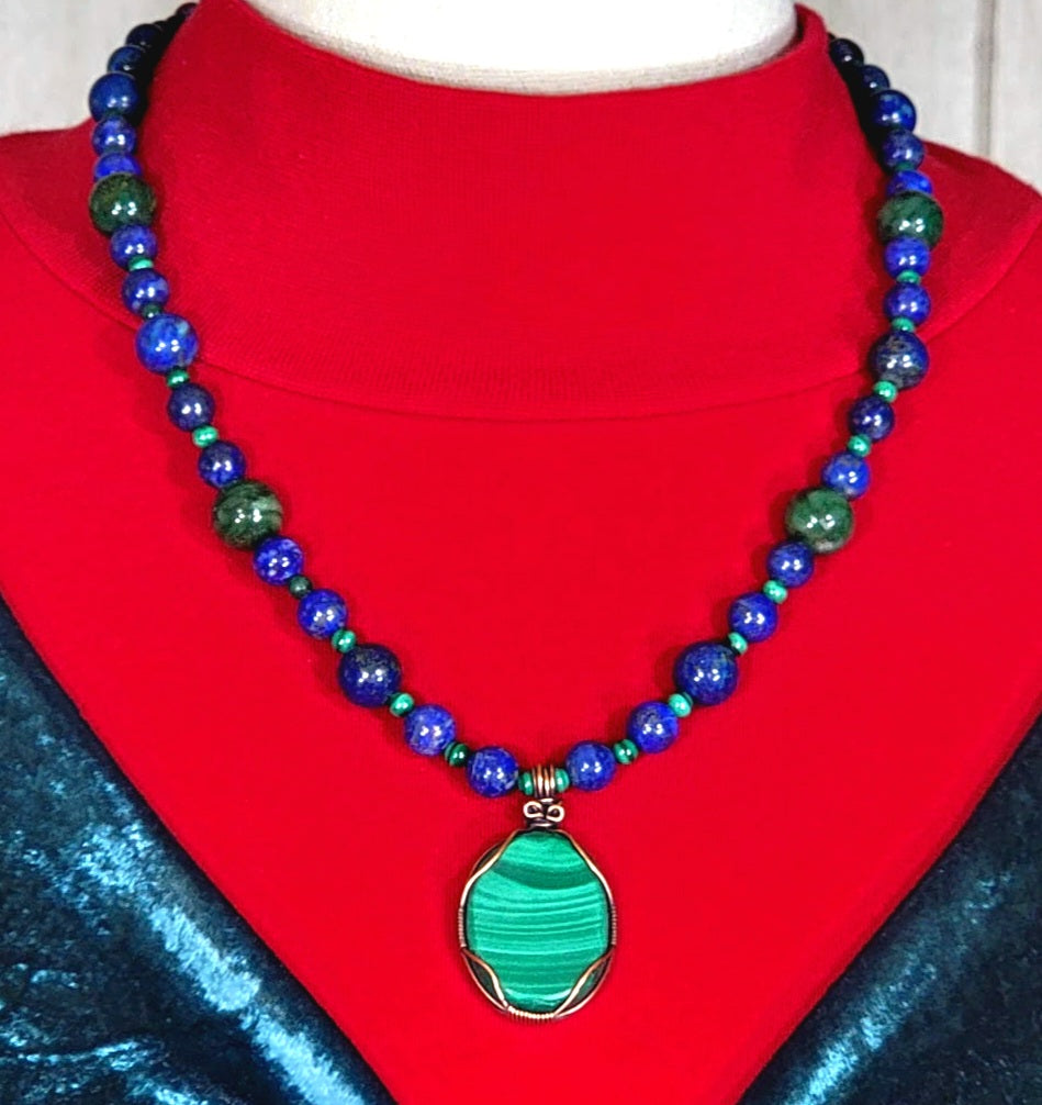 Malachite Pendant: Lapis, Azurite & Malachite