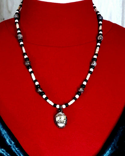 Silver Lacy Onyx:  Pyrite & Bone