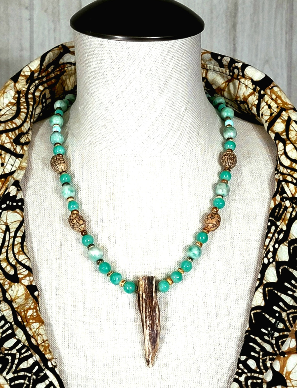 Antler Point:  Chrysoprase, Green Agate & Opal