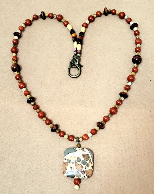 Safari Jasper Drop Bead:  Red Tiger Eye, Red Jasper & Agate