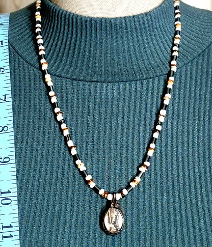 Silver Lacy Onyx:  Hematite, Wood & Bone