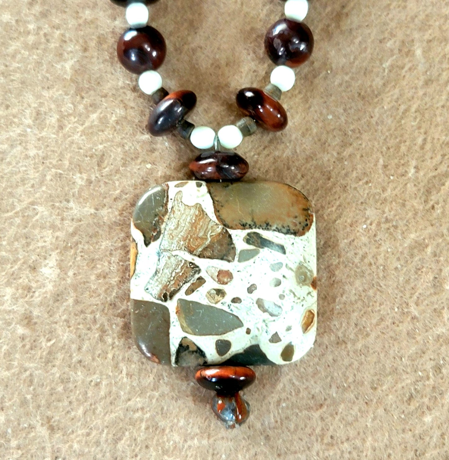 Safari Jasper Drop Bead: Cappuccino Jasper, Red Tiger Eye & Bone