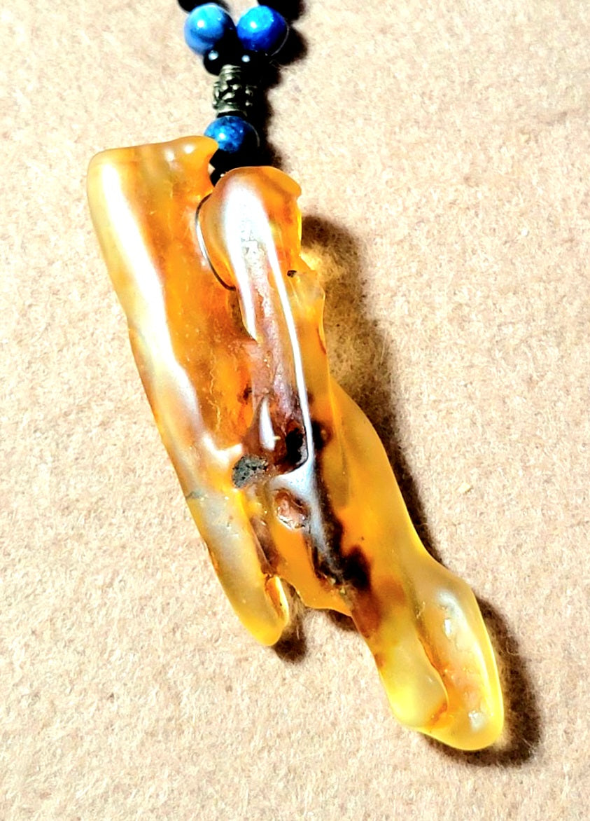 Amber Pendant:  Black Onyx & Kyanite