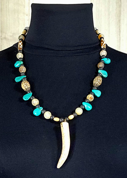 Antler Point:  Turquoise, Agate, Lava & Bone