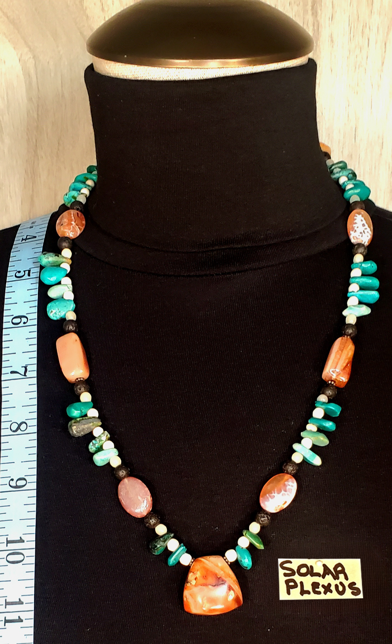 Indus Valley Carnelian Pendant: Vintage Turquoise, Carnelian, Lava & Bone