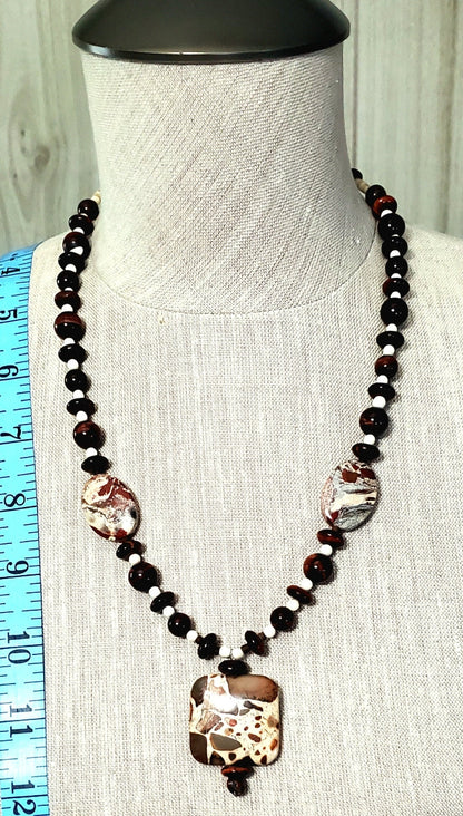 Safari Jasper Drop Bead: Cappuccino Jasper, Red Tiger Eye & Bone