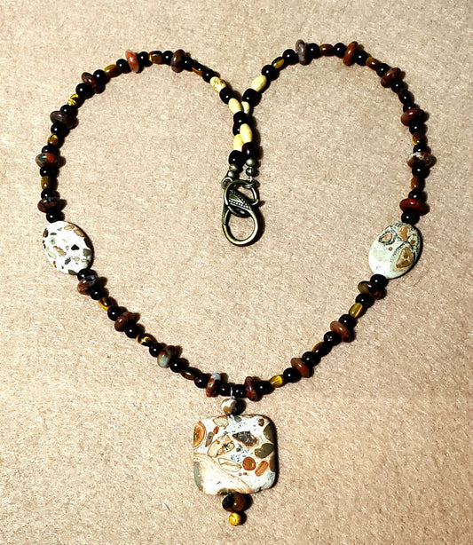 Safari Jasper Drop Bead: Tiger Eye, Red Jasper & Garnet