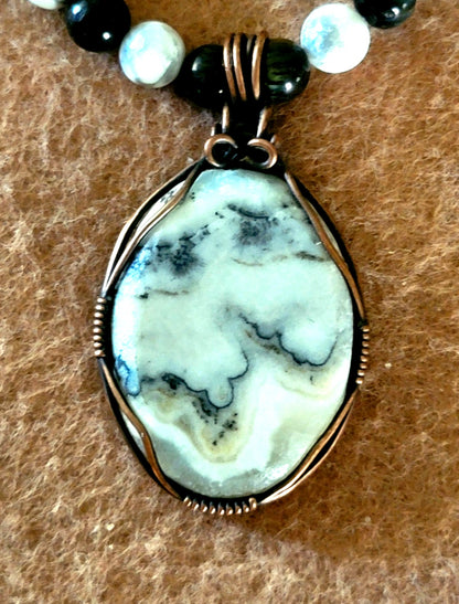 Silver Lace Onyx:  Blue Tiger Eye, Howlite & Bone