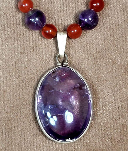 4Peaks Amethyst (rare) Cabochon: Carnelian & Amethyst