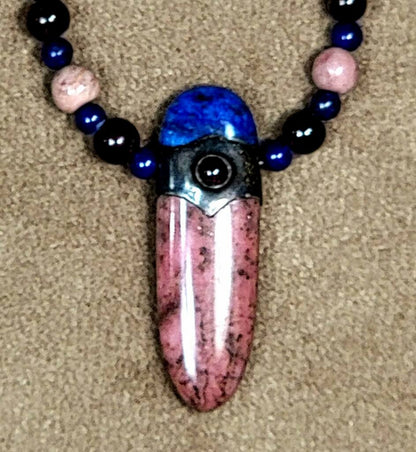 Rhodolite Lapis Garnet Pendant