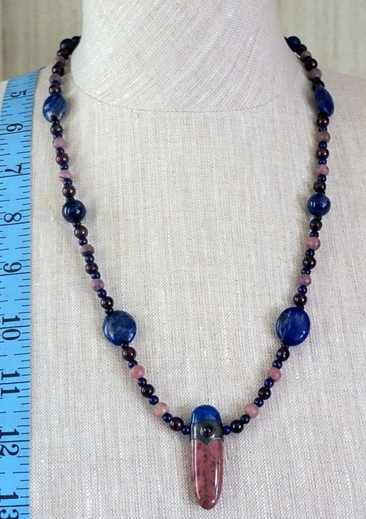 Rhodolite Lapis Garnet Pendant