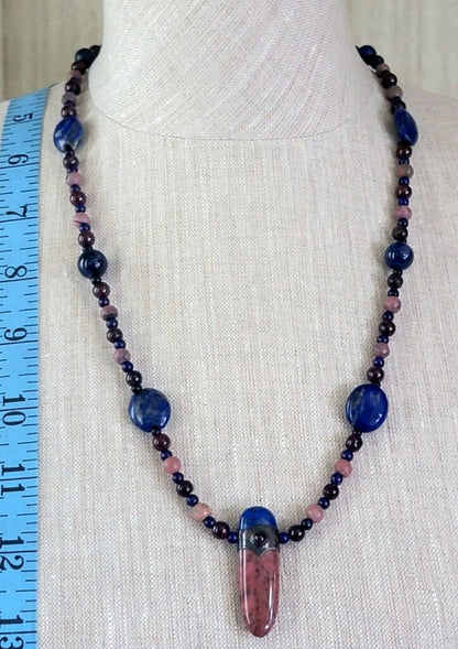 Rhodolite Lapis Garnet Pendant