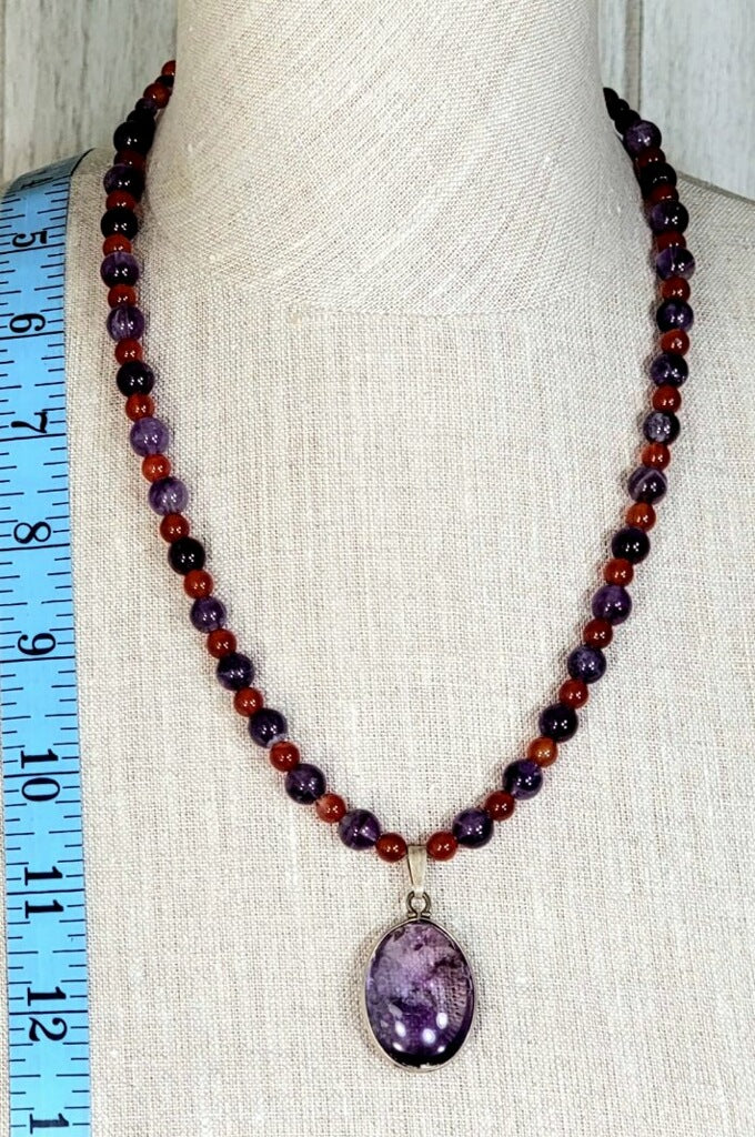 4Peaks Amethyst (rare) Cabochon: Carnelian & Amethyst