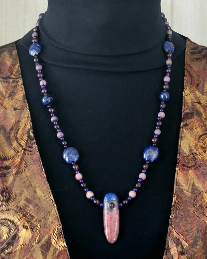Rhodolite Lapis Garnet Pendant